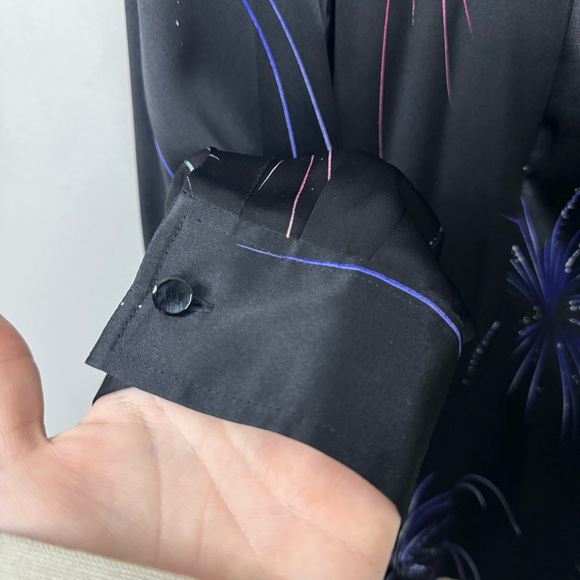 Elisabeth by Liz Claiborne Vintage 100% Silk Button Up Graphic Novelty Print 18 - Picture 6 of 9